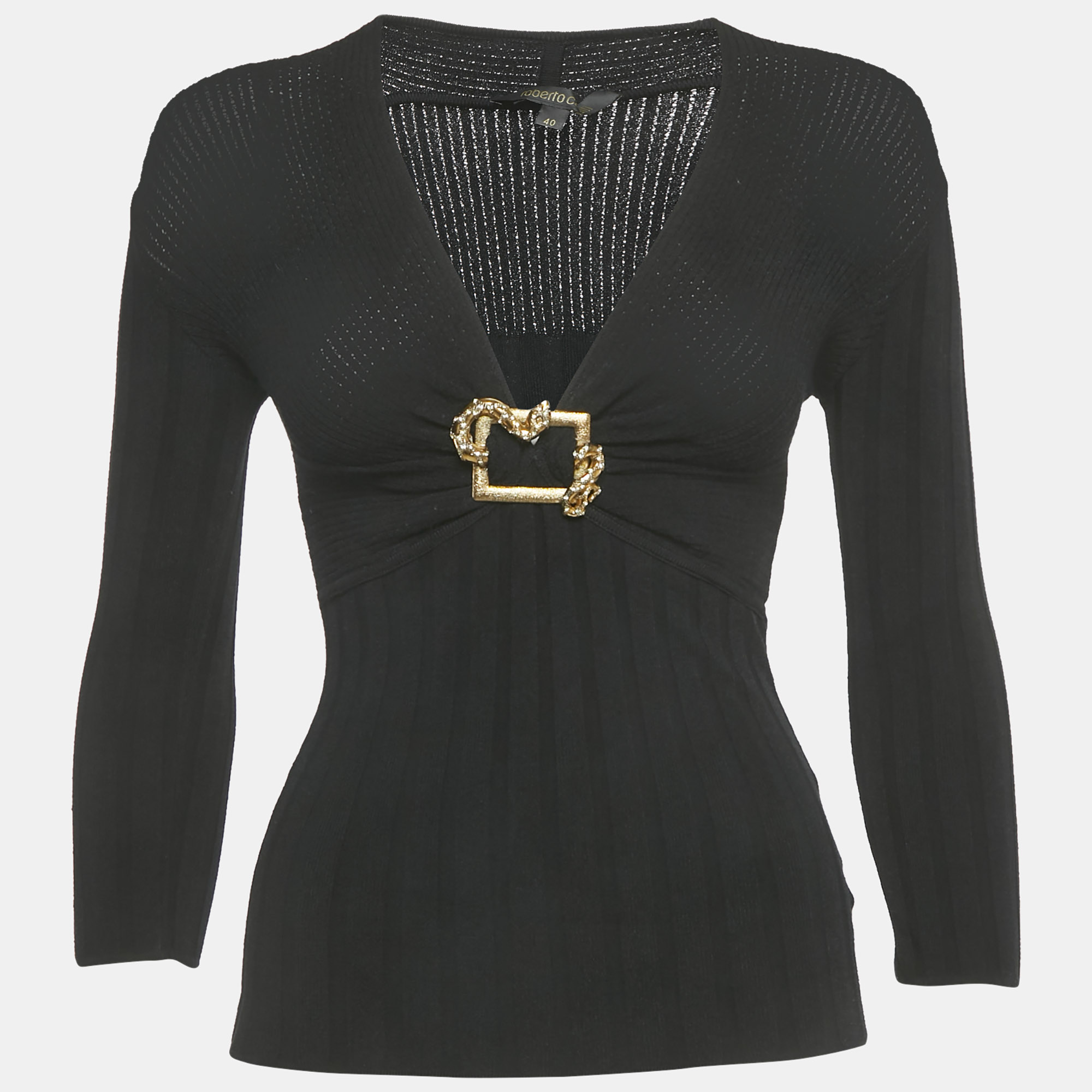 

Roberto Cavalli Black Knit Long Sleeve Top S