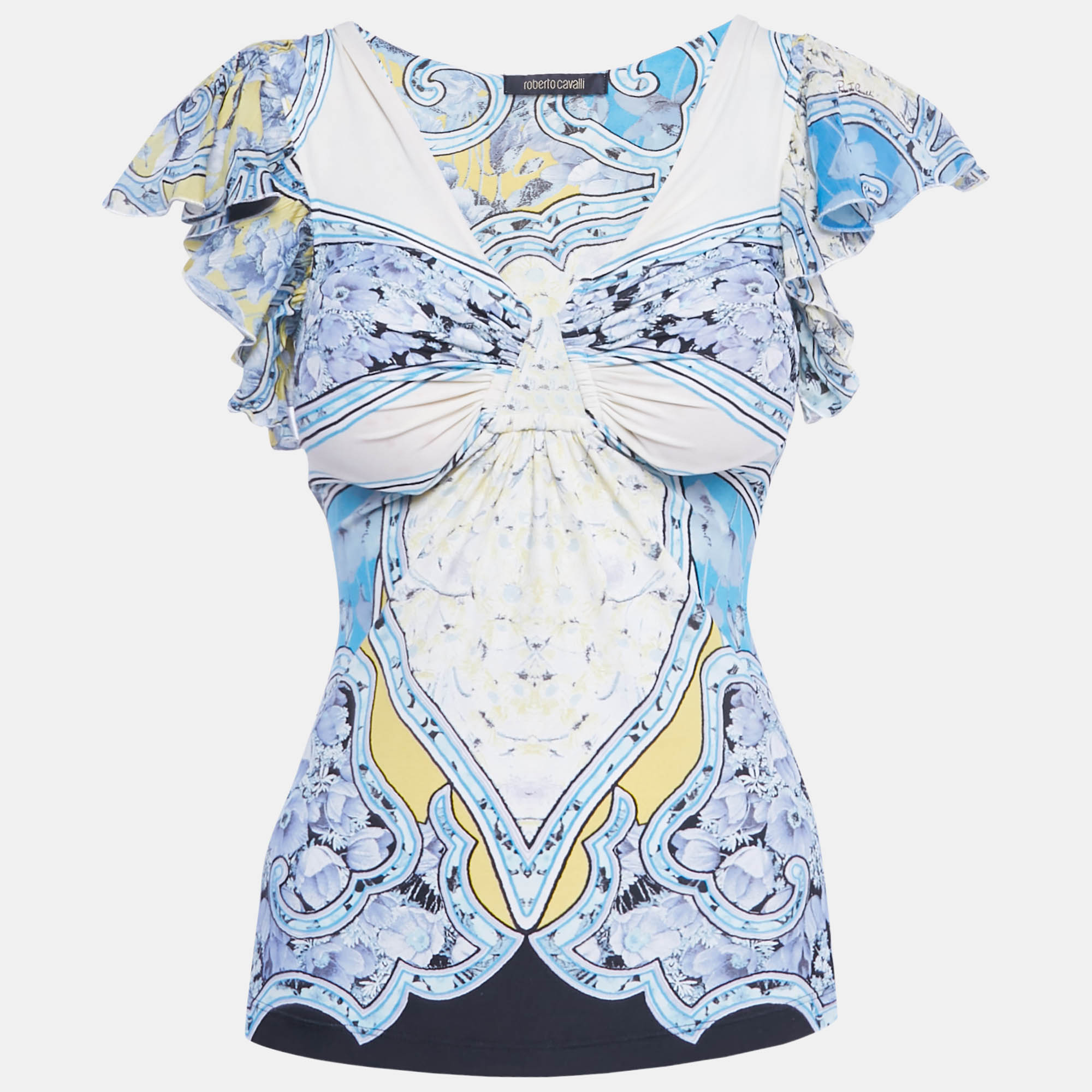 

Roberto Cavalli Multicolor Print Jersey Short Sleeve Top S