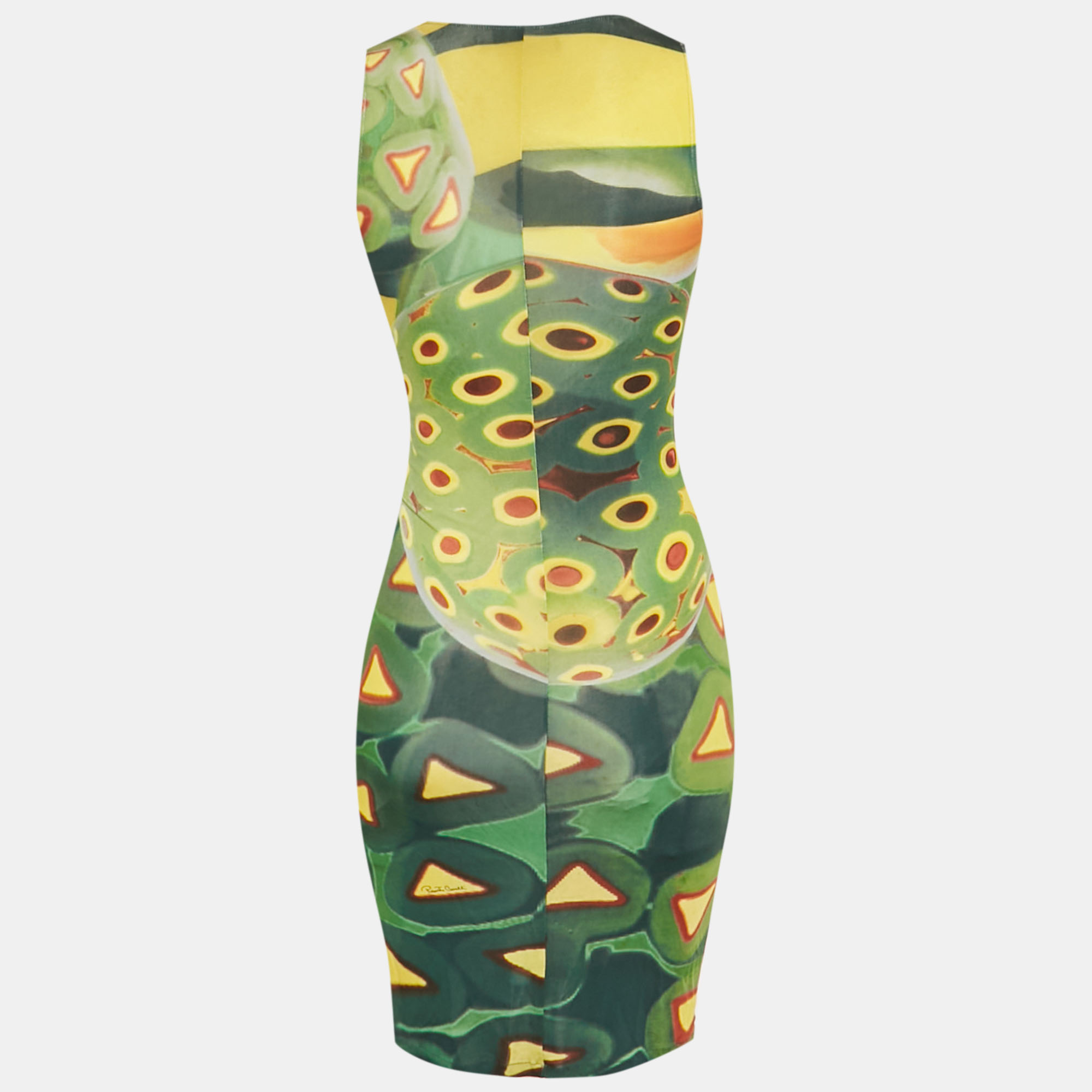

Roberto Cavalli Green Printed Jersey Sleeveless Short Dress S