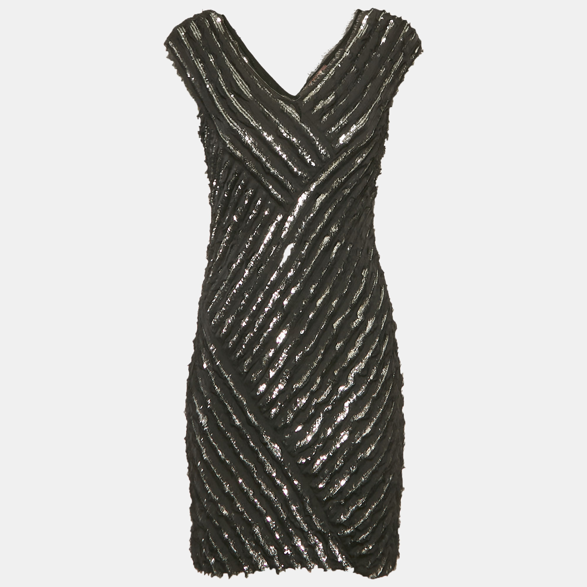 

Roberto Cavalli Black Silk Sequin Mini Dress M