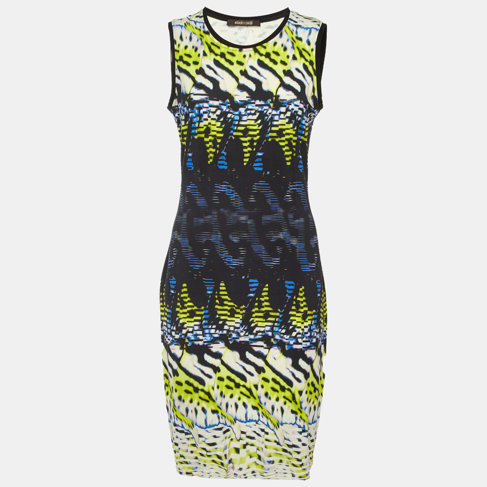 

Roberto Cavalli Multicolor Printed Crepe Sleeveless Dress M