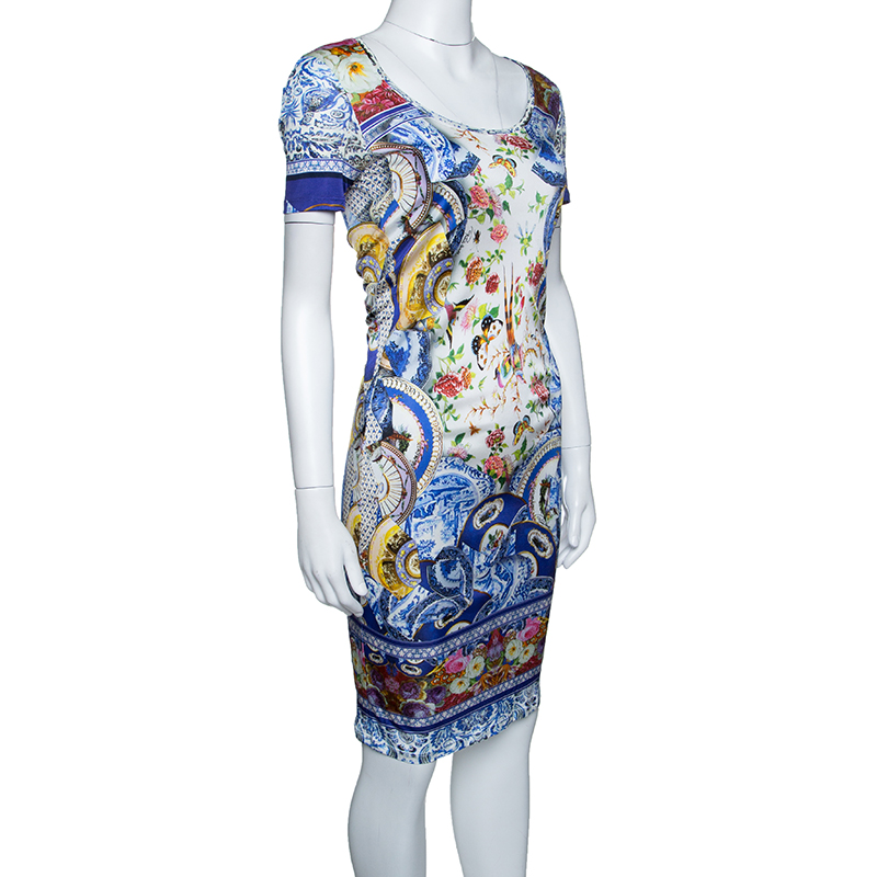 

Roberto Cavalli Multicolor Printed Knit Short Sleeve Dress