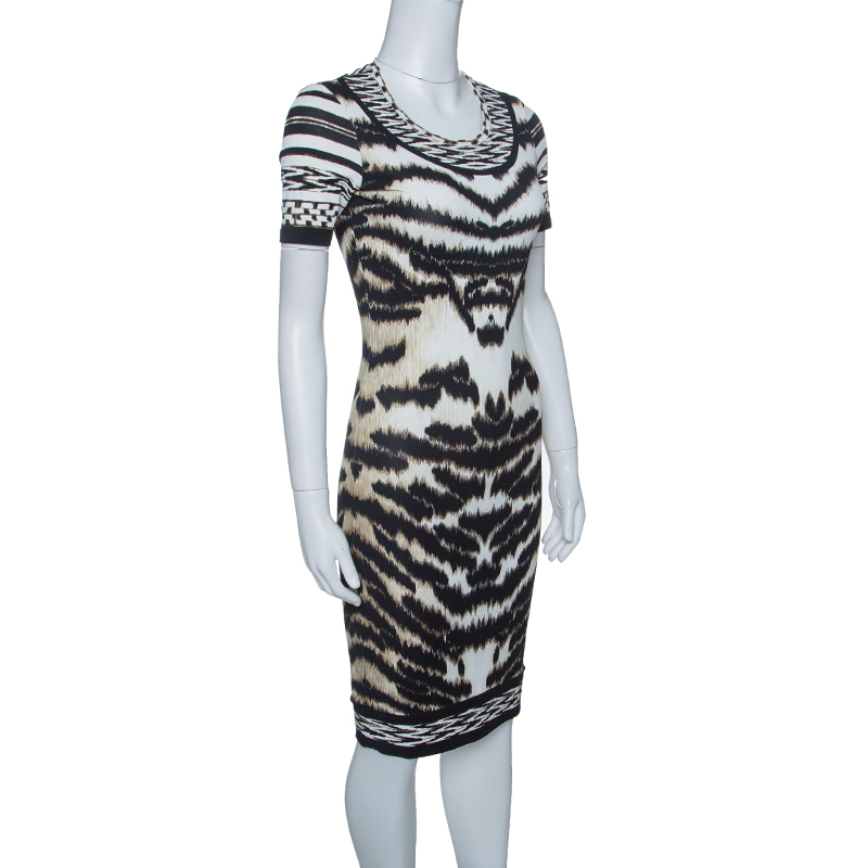 

Roberto Cavalli Animal Printed Knit Short Sleeve Bodycon Dress, Multicolor