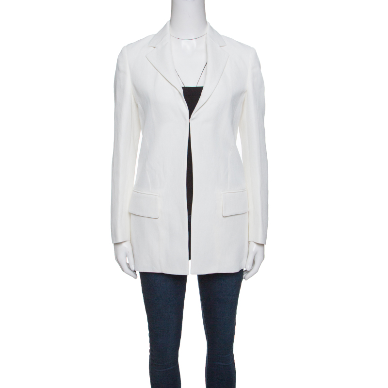 Pre Owned Roberto Cavalli Firenze Off White Tailored Blazer M