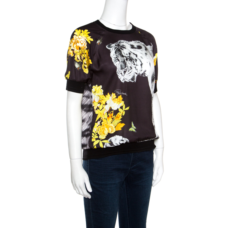 

Roberto Cavalli Gym Multicolor Tiger Printed Short Sleeve Sweatshirt