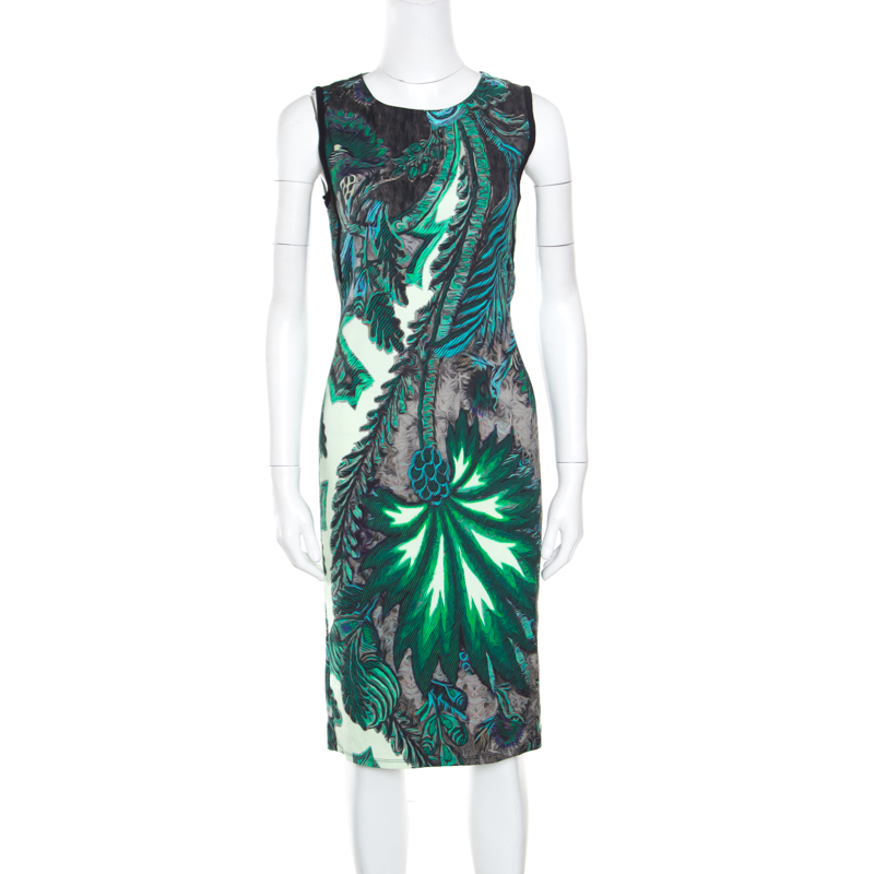 Pre Owned Roberto Cavalli Multicolor Printed Contrast Paneled Sleeveless Dress S