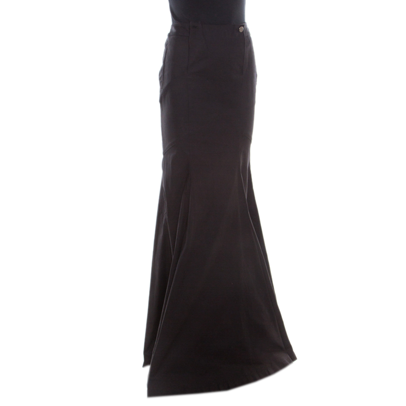 

Roberto Cavalli Black Cotton Maxi Skirt