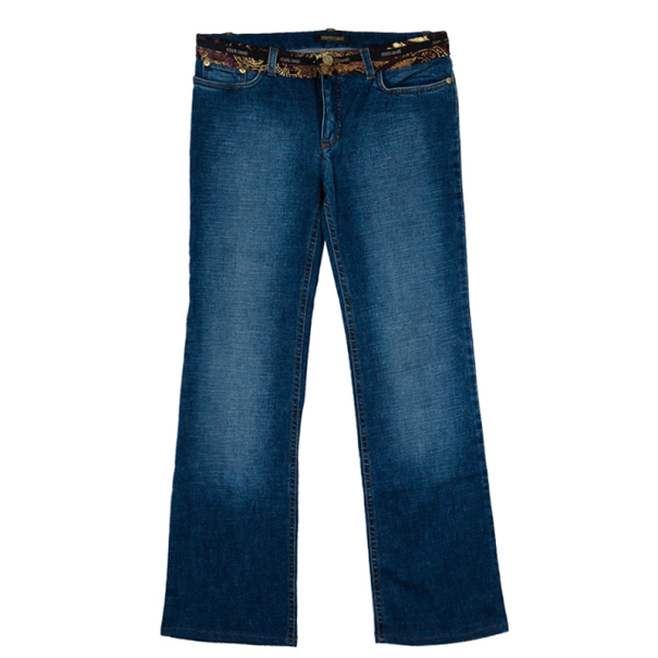 Pre Owned Roberto Cavalli Printed Belt Denim Jeans M