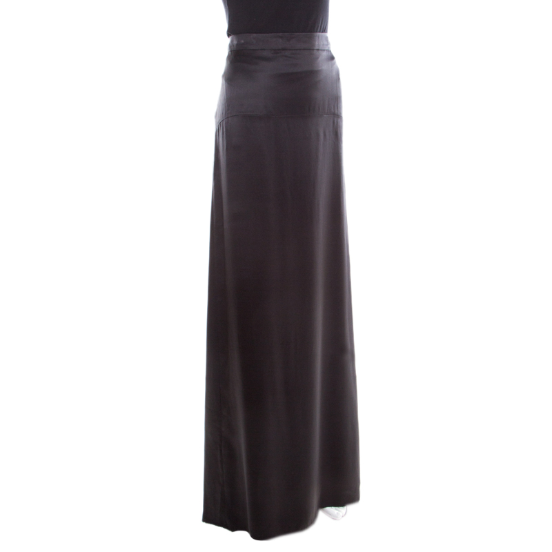 Pre-owned Roberto Cavalli Black Satin Maxi Skirt S