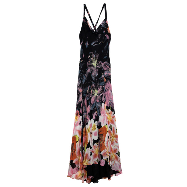 Pre Owned Roberto Cavalli Floral Print Maxi Dress XS