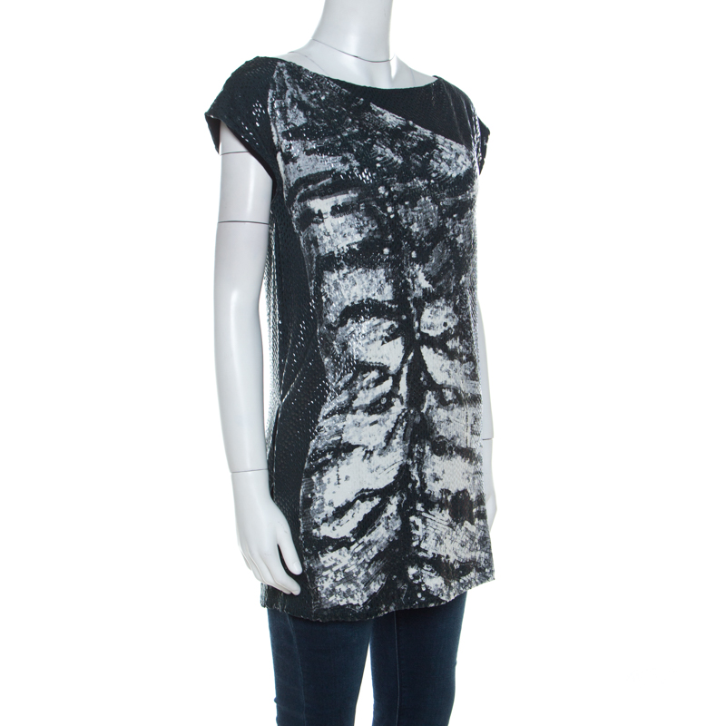 

Roberto Cavalli Forest Green Abstract Print Tunic Top