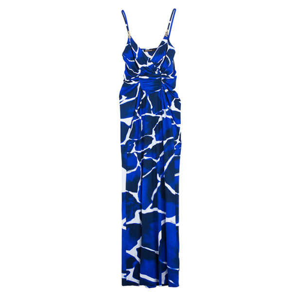 Pre Owned Roberto Cavalli Sleevless Snake Detailing Printed Maxi Dress M