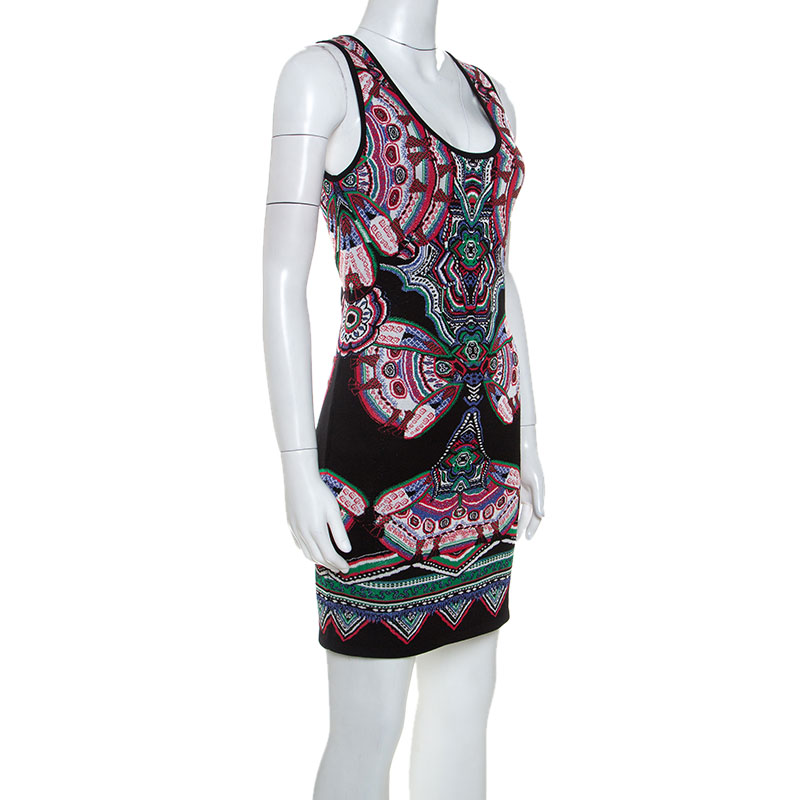 Pre-owned Roberto Cavalli Multicolor Lurex Jacquard Knit Sleeveless Dress S