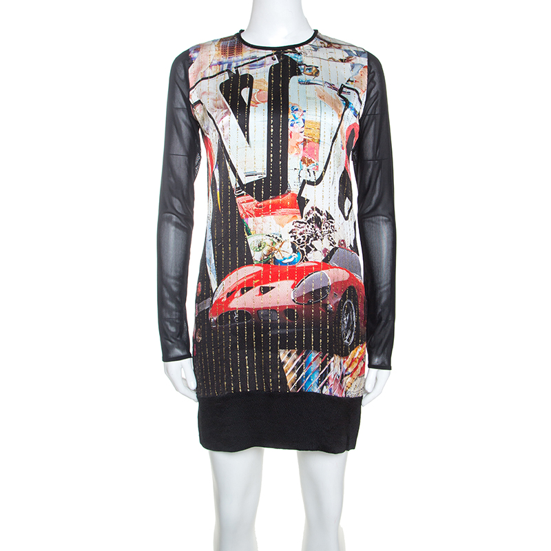 Pre Owned فستان روبرتو كافالي حرير مطبوع فينتدج بوب أرت متعدد الألوان S