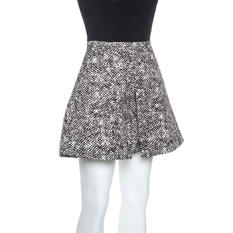 

Roberto Cavalli Bicolor Snake Print Cotton Twill Pleated Mini Skirt, Brown