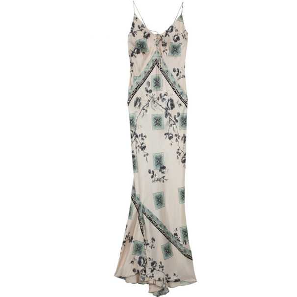 Pre Owned Roberto Cavalli Satin Maxi Dress S