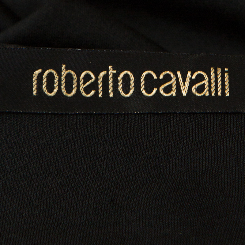 Pre-owned Roberto Cavalli Black Knit Gathered Detail Skirt S