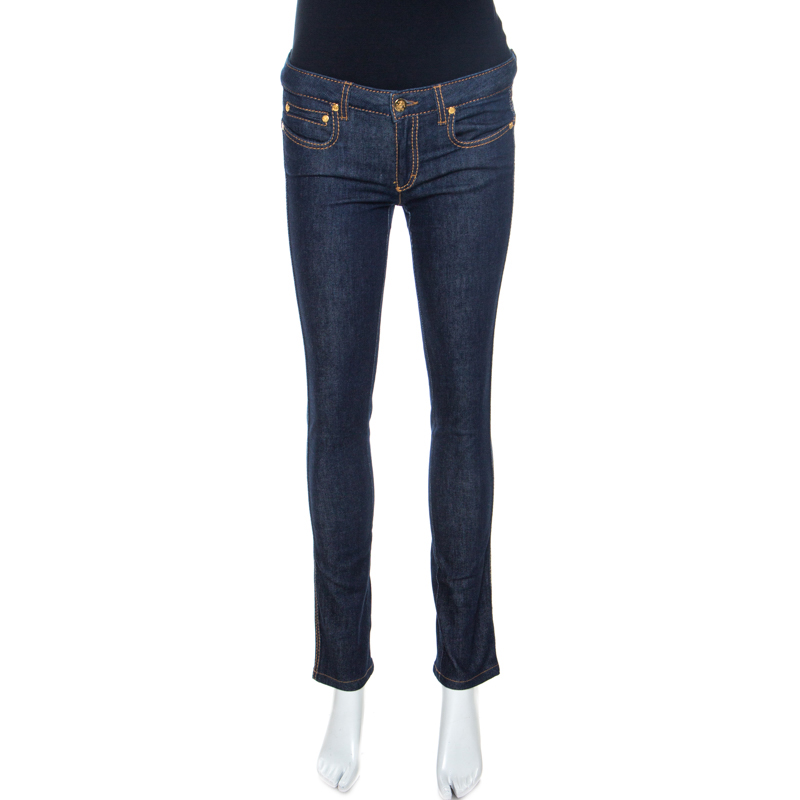 مملوكة مسبقًا Roberto Cavalli Indigo Faded Effect Denim New Eva Jeans S