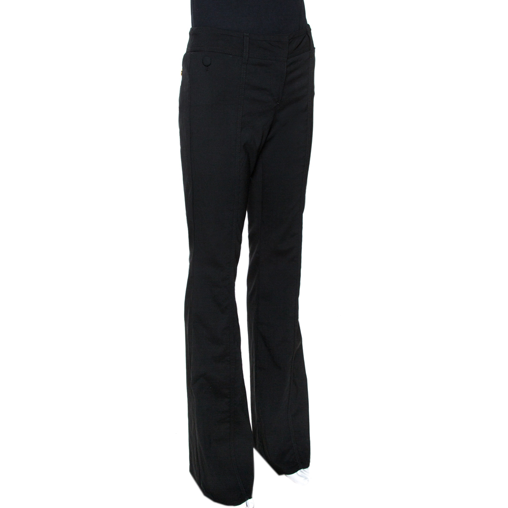 

Roberto Cavalli Black Stretch Wool Tailored Flared Trousers