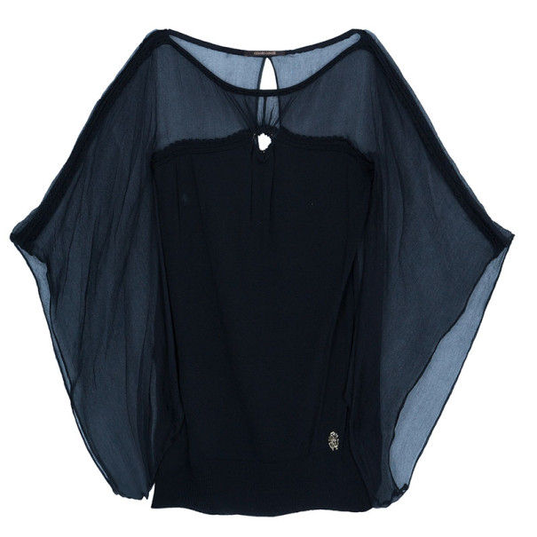 Pre Owned Roberto Cavalli Black Top M