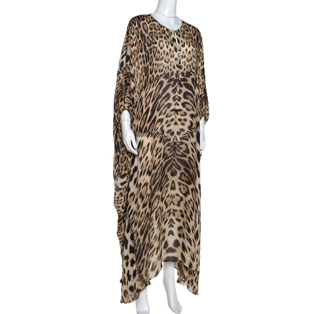 

Roberto Cavalli Brown Animal Print Silk Kaftan Dress