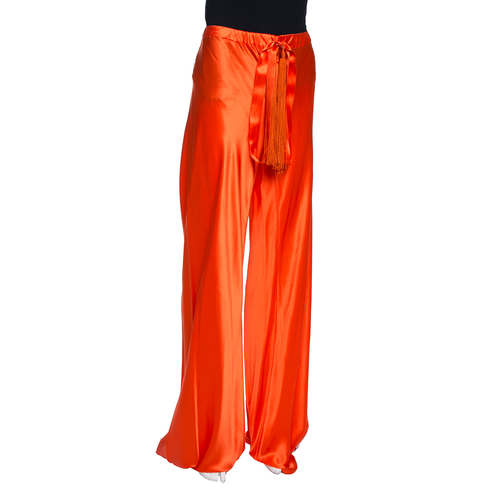 

Roberto Cavalli Bright Orange Silk Elasticised Waist Pants