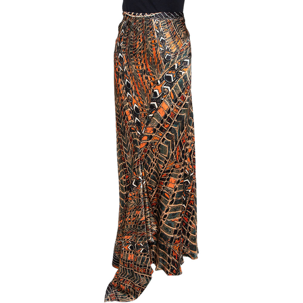 

Roberto Cavalli Multicolor Printed Silk Maxi Skirt