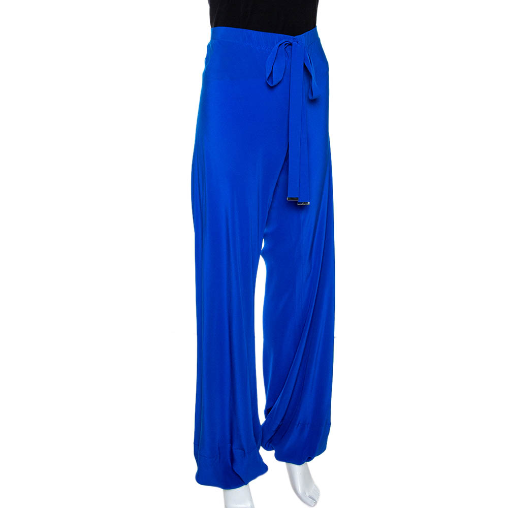 

Roberto Cavalli Cobalt Blue Silk Wide Leg Pants