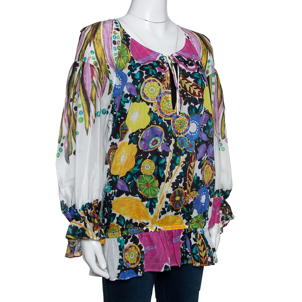 

Roberto Cavalli Multicolor Printed Cotton Gypsy Blouse