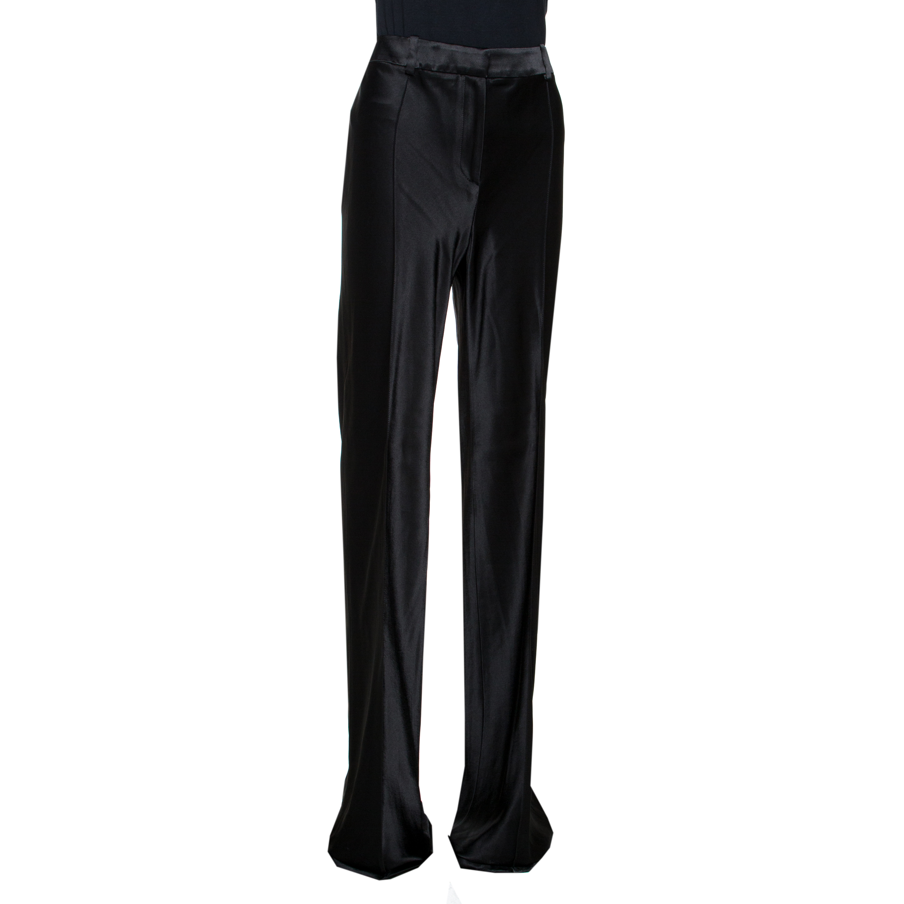 

Roberto Cavalli Black Satin Flared Pants