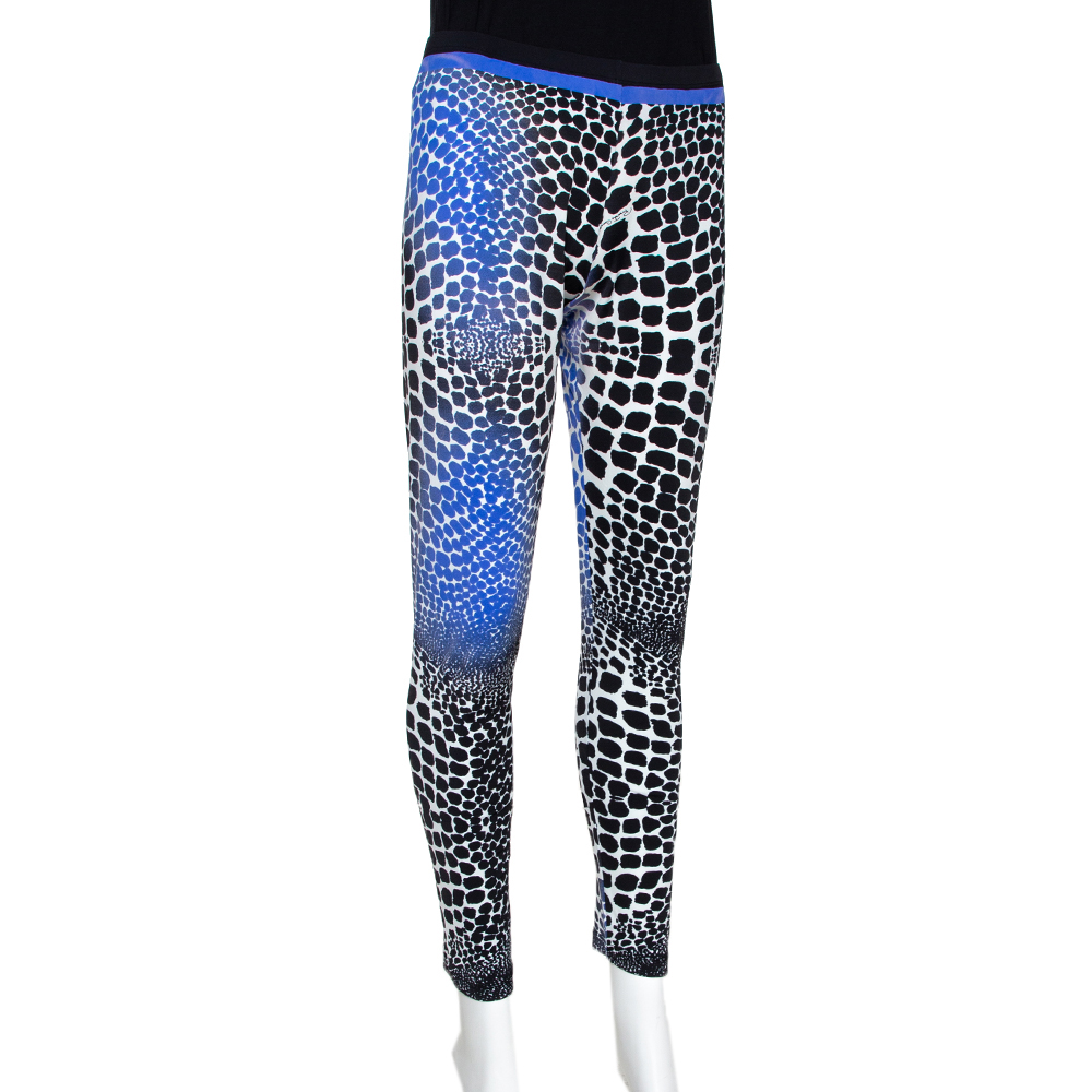

Roberto Cavalli Black & Blue Animal Print Stretch Knit Leggings
