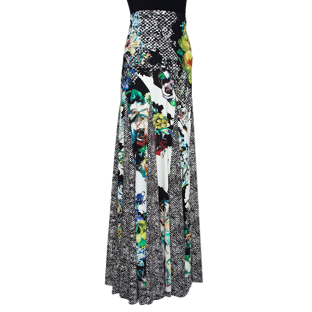 

Roberto Cavalli Multicolor Printed Stretch Jersey Elasticised Waist Maxi Skirt