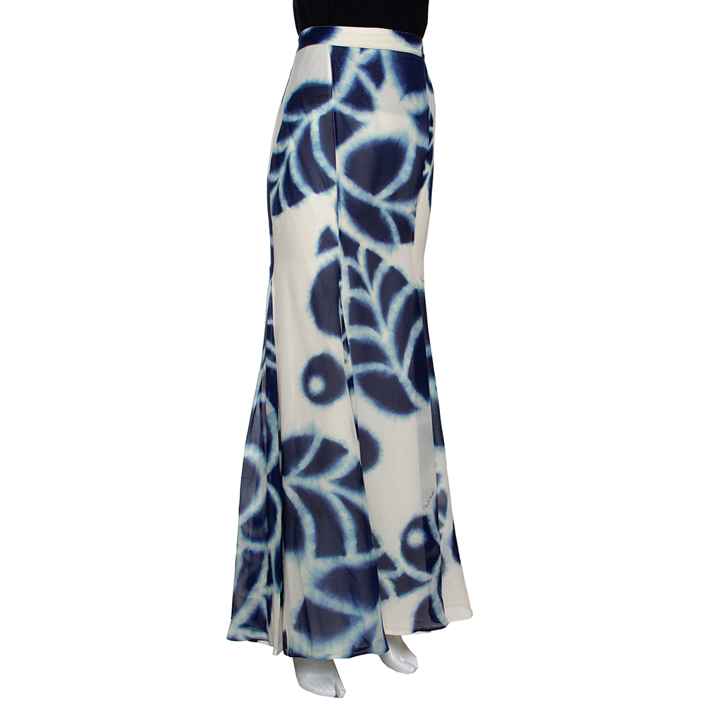 

Roberto Cavalli Blue Tie Dye Printed Chiffon Maxi Skirt