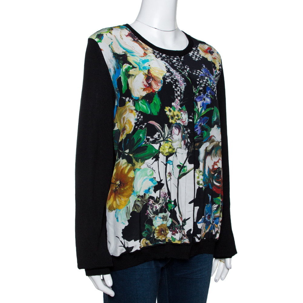 

Roberto Cavalli Multicolor Printed Silk & Knit Double Layer Cardigan