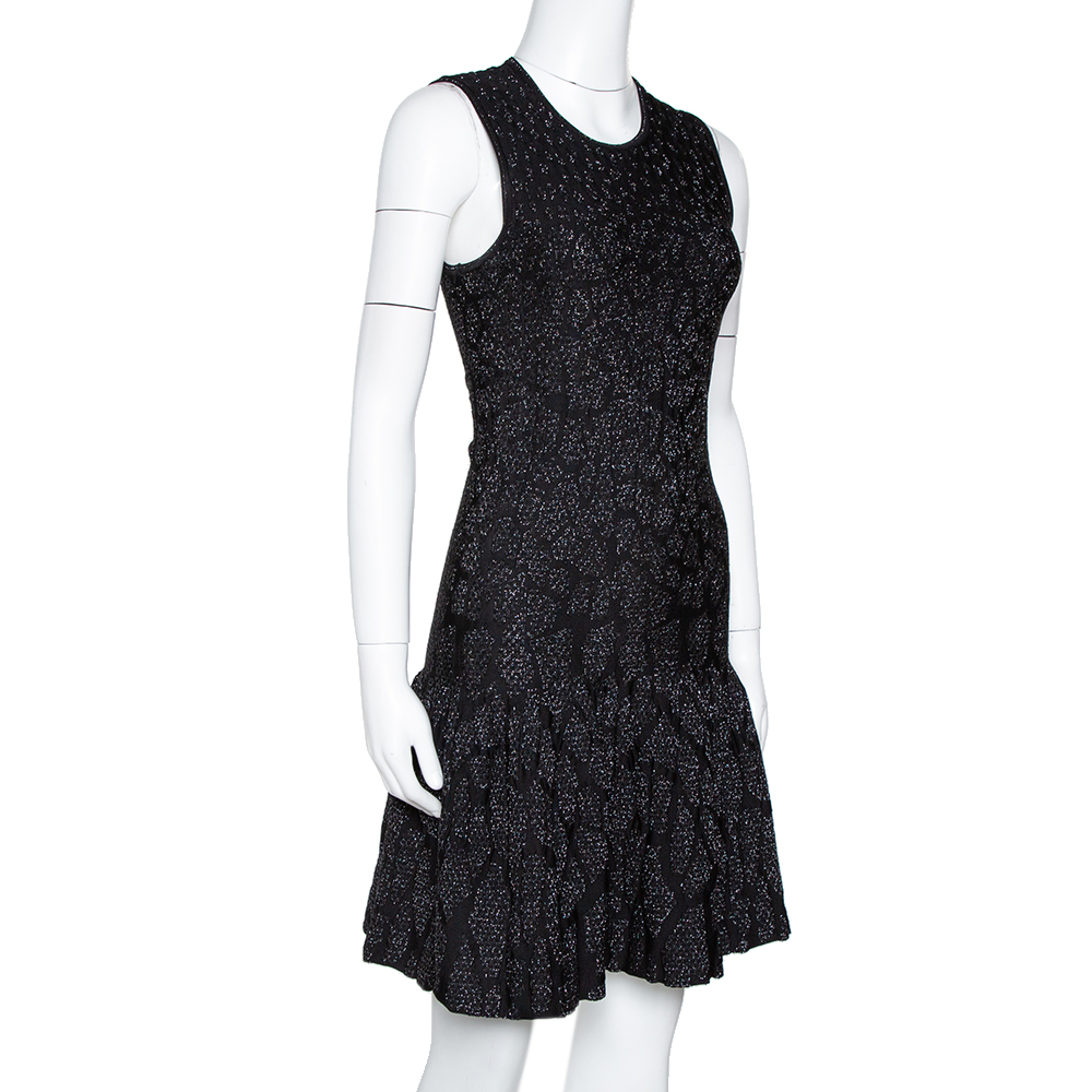 

Roberto Cavalli Black Lurex Jacquard Knit Fit & Flare Dress