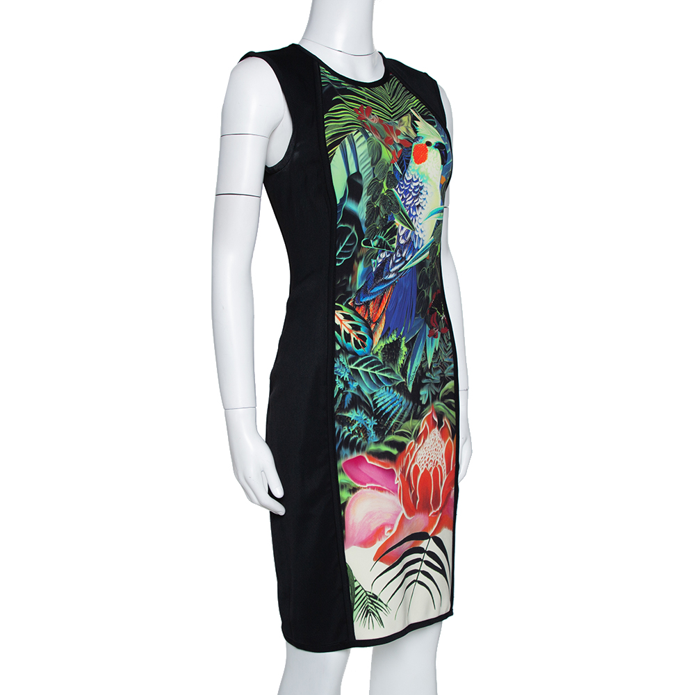 

Roberto Cavalli Multicolor Tropical Print Stretch Knit Bodycon Dress