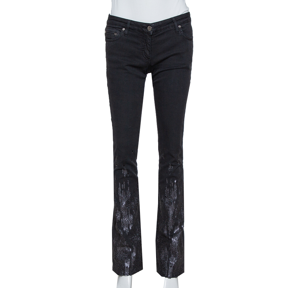 

Roberto Cavalli Black Denim Sequin Embellished Jeans
