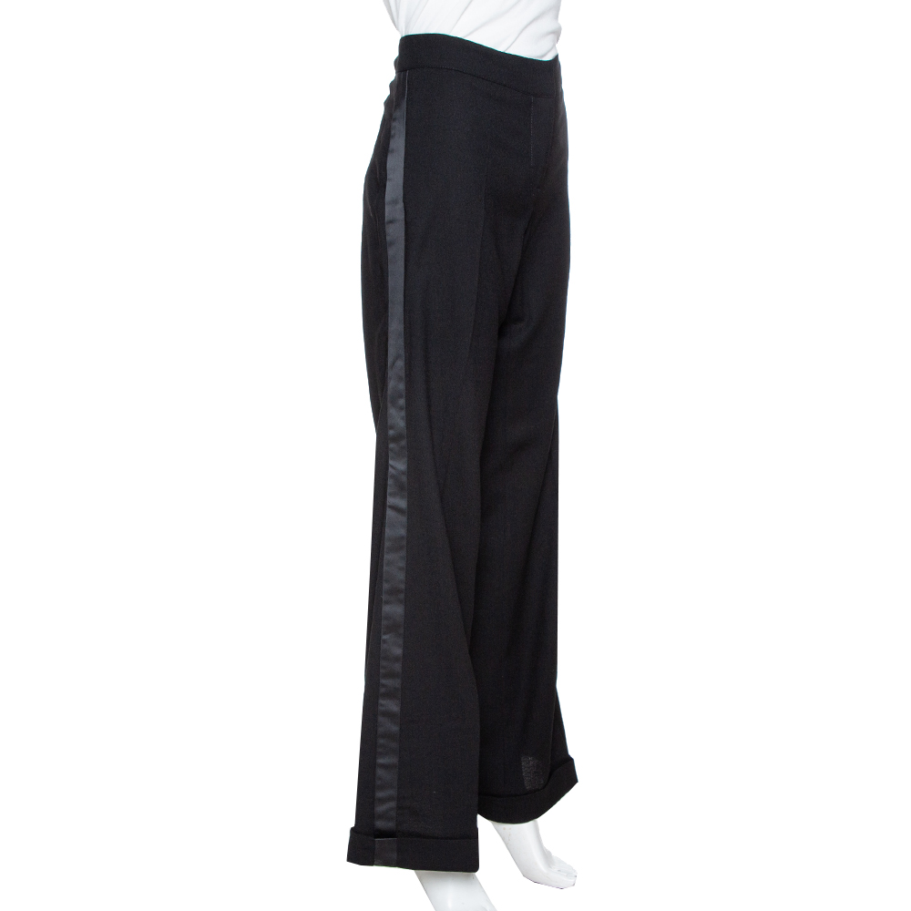 

Roberto Cavalli Black Wool Blend Tailored Flared Trousers