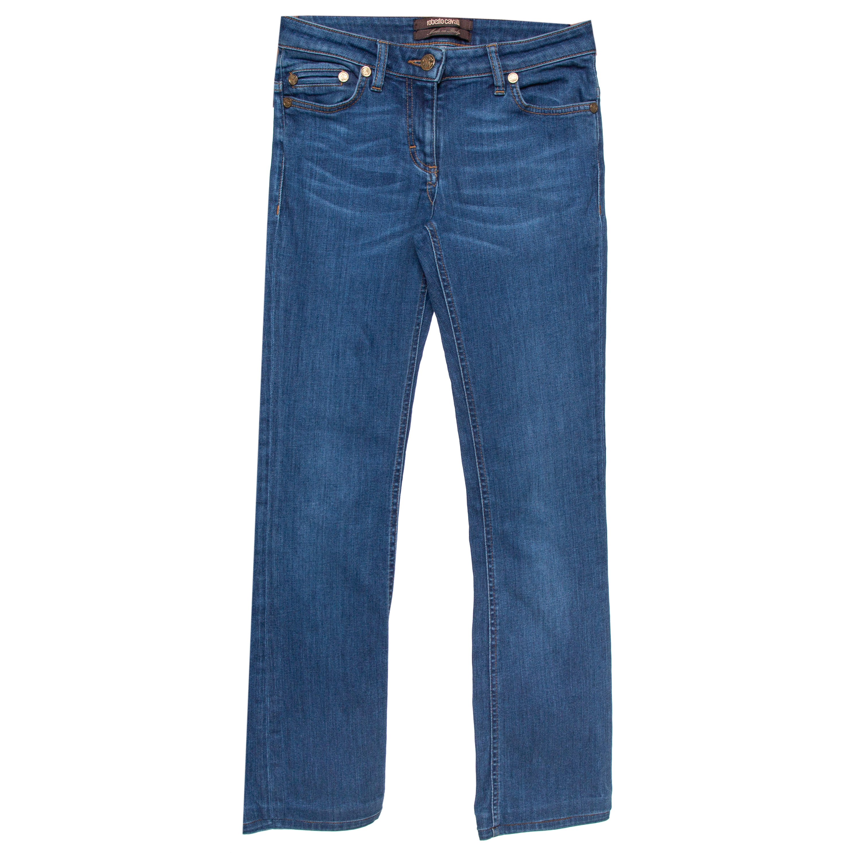 Pre-owned Roberto Cavalli Indigo Denim Straight Fit Jeans S In Blue
