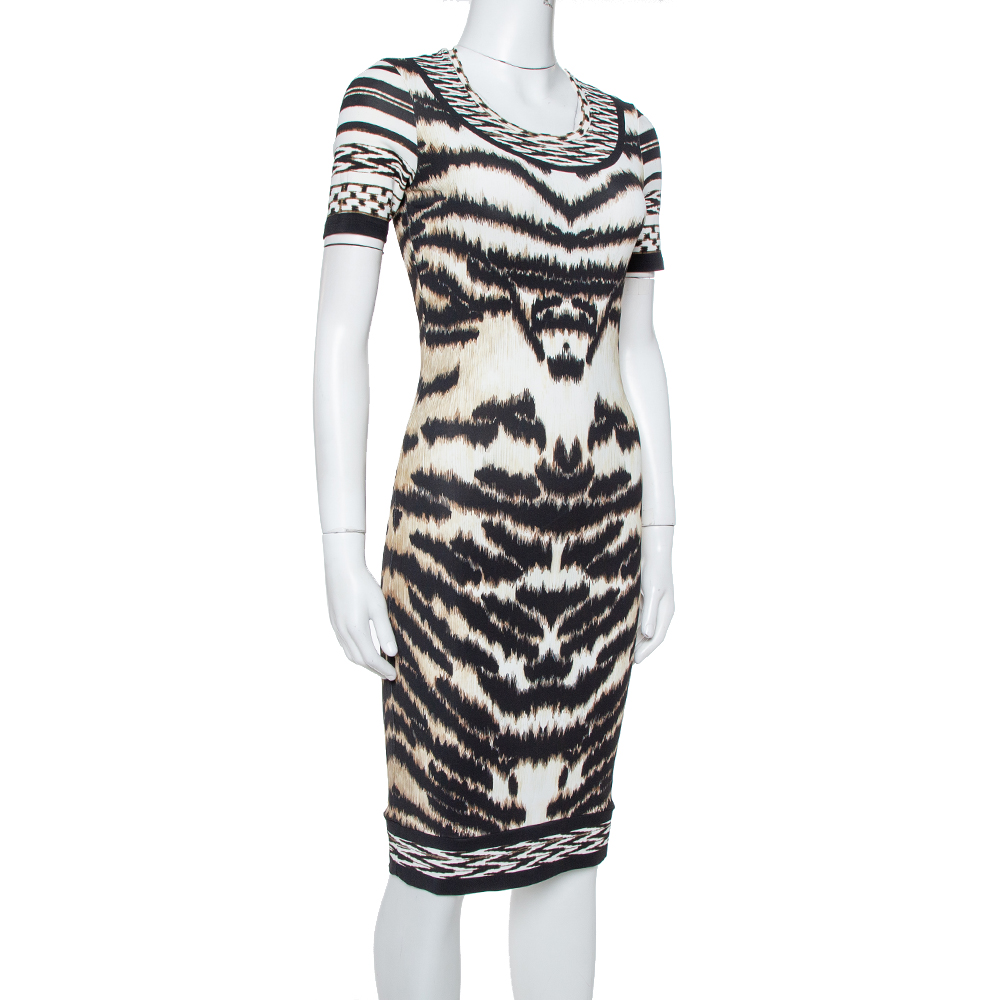 

Roberto Cavalli Multicolor Knit Animal Printed Midi Dress, Black