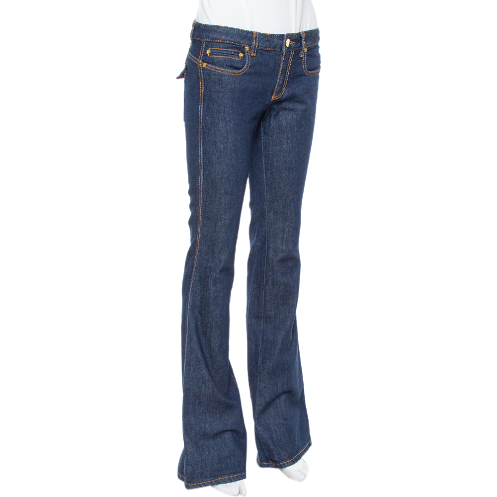 

Roberto Cavalli Indigo Dark Wash Denim Flared Jeans, Blue