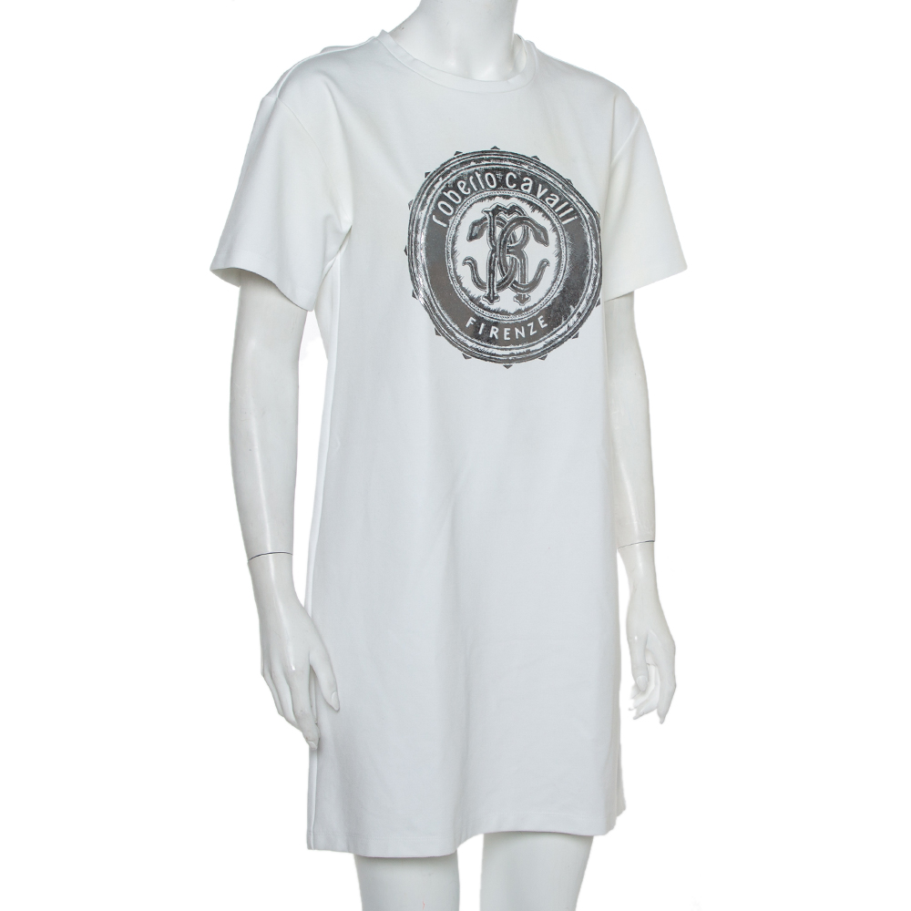 

Roberto Cavalli White Firenze Printed T-Shirt Dress