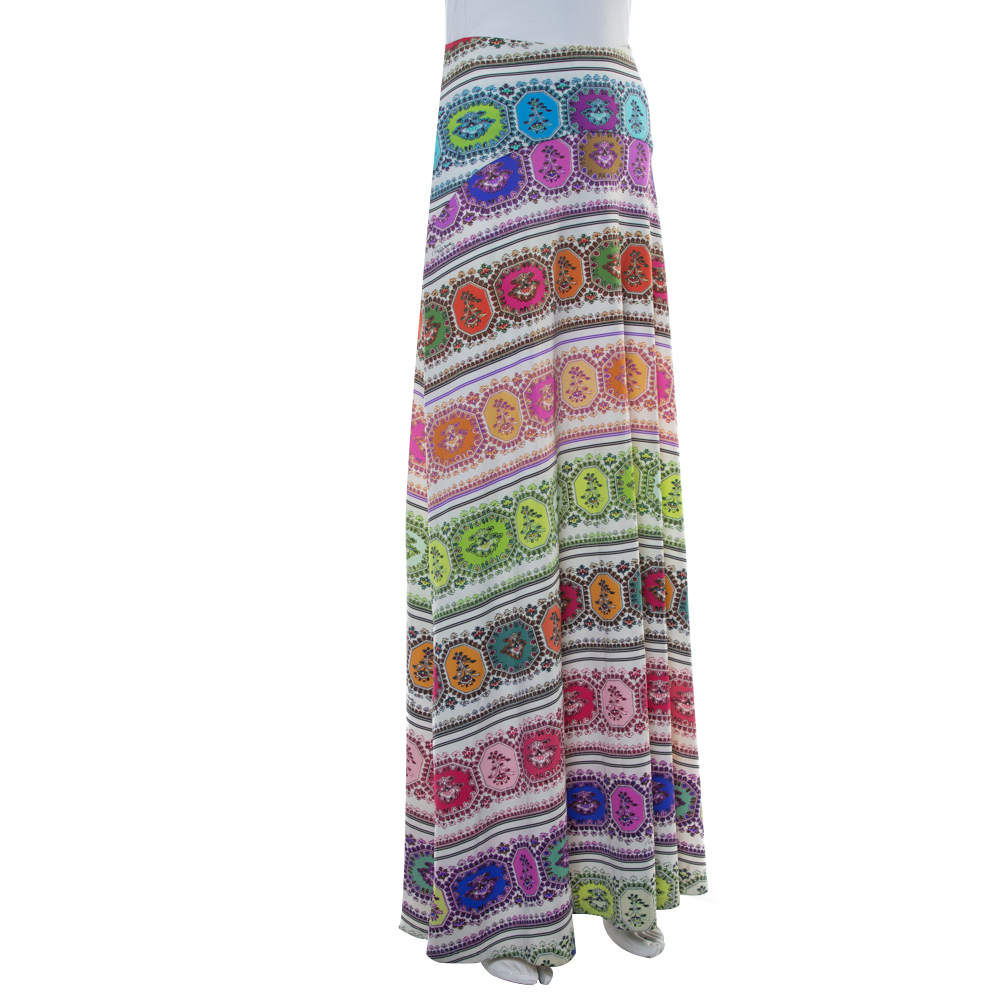 

Roberto Cavalli Multicolor Printed Knit Maxi Skirt
