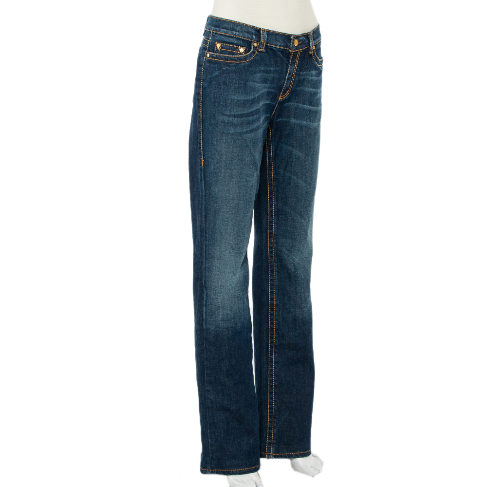 

Roberto Cavalli Navy Blue Denim Straight Leg Jeans
