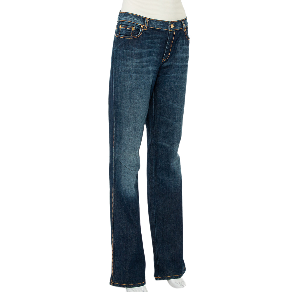 

Roberto Cavalli Navy Blue Denim Straight Leg Jeans