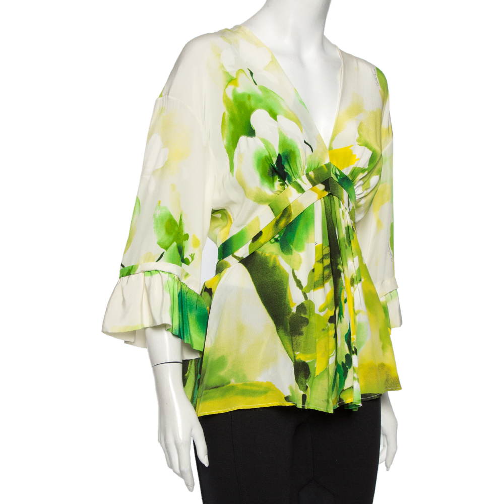 

Roberto Cavalli Multicolor Printed Silk Top