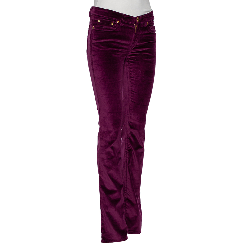 

Roberto Cavalli Purple Velvet Buttoned Pants