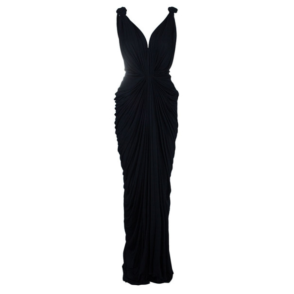 Pre Owned Roberto Cavalli Black Empire Waist Gathered Gown S