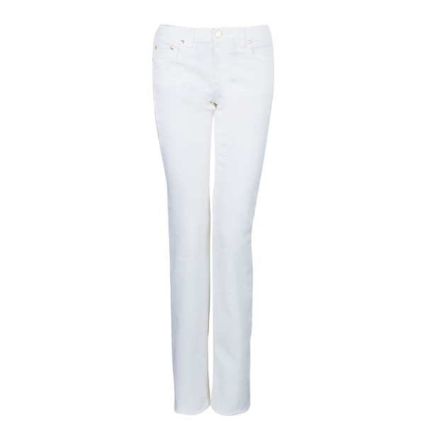 Pre Owned Roberto Cavalli White Flare Denim Pants M