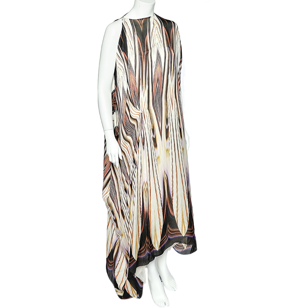 

Roberto Cavalli Cream Printed Silk Kaftan Dress